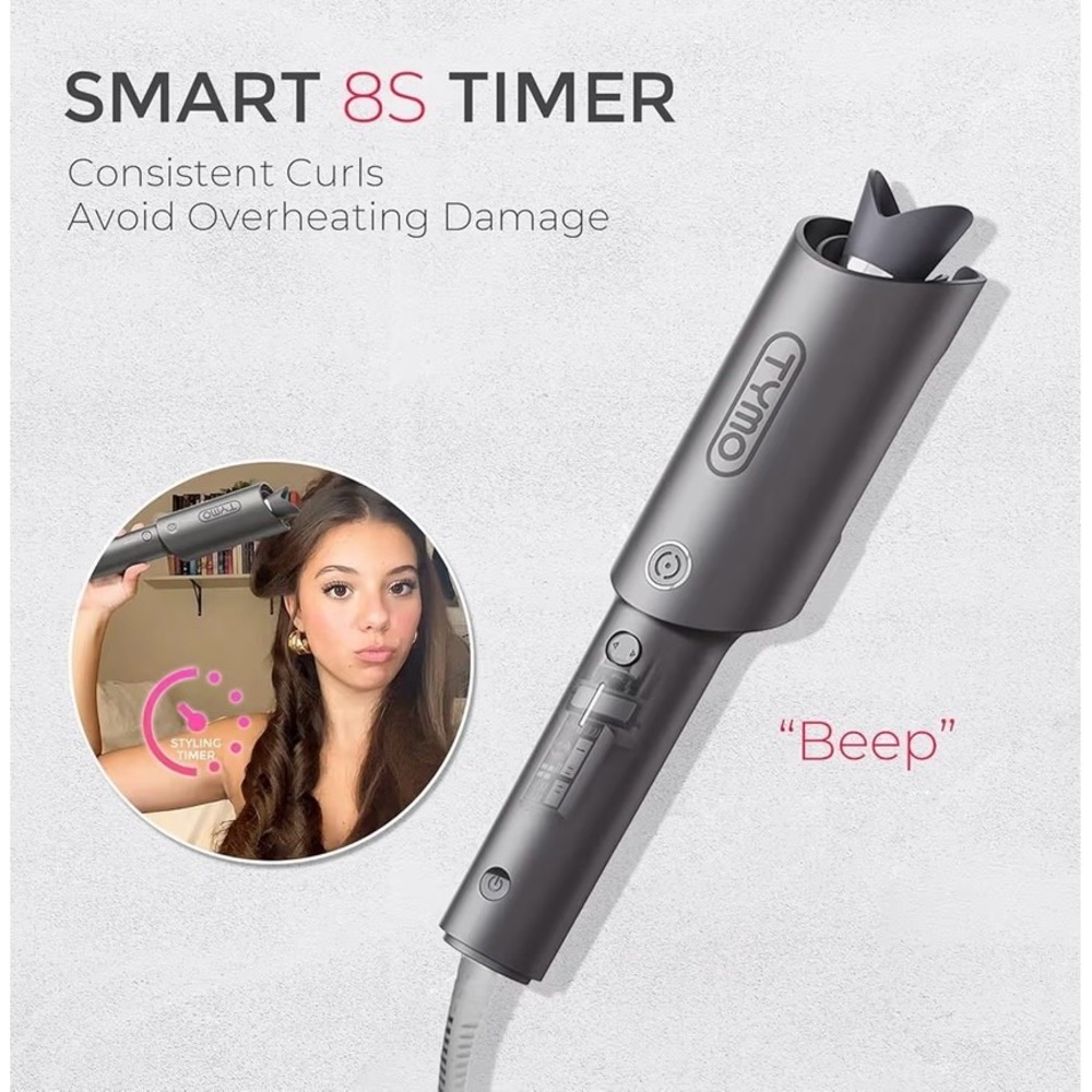 TYMO CURLPRO 1 Inch Automatic Curling Iron Ceramic Rotating Hair Curler Gray - Picture 7 of 9
